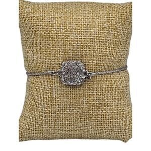 silver-toned bracelet, pave crystal Pendant Adjustable